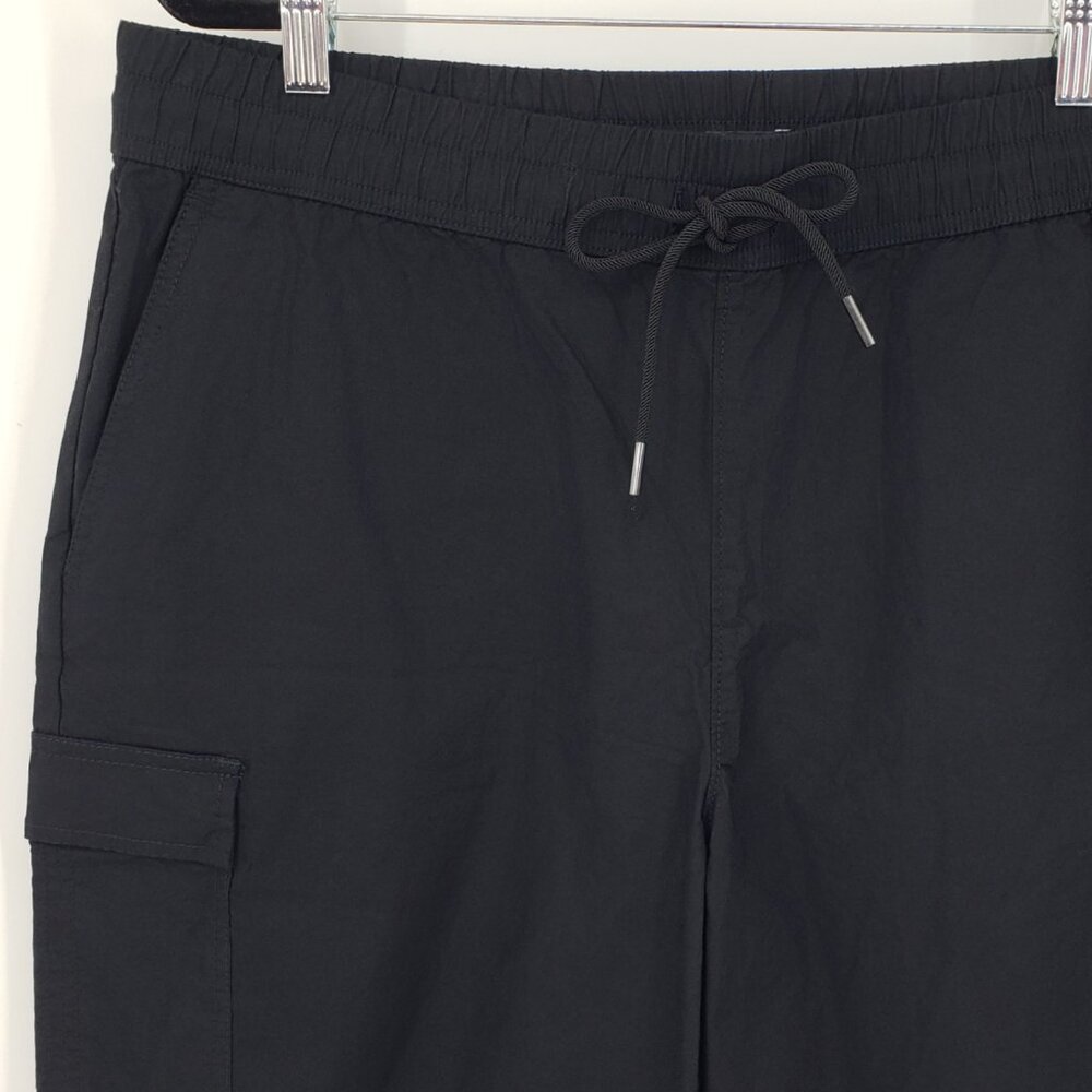 Express Pull on Cargo Shorts L Mens Elastic Drawstring Waist Cotton Black NEW - Picture 3 of 10